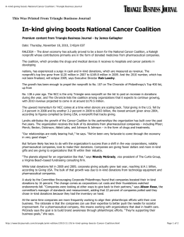 In-kind giving boosts National Cancer Coalition