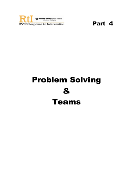 Problem Solving & Teams - Boulder Valley School District