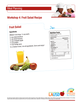 Meal Planning Workshop 4: Fruit Salad Recipe Fruit Salad