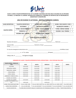 Formato de inscripción a actividades deportivas licenciatura 2014