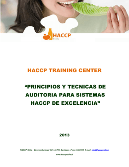 HACCP TRAINING CENTER “PRINCIPIOS Y TECNICAS DE