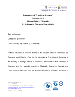 Presentation of “El Viaje del Acordeón” 24 August, 2015 National