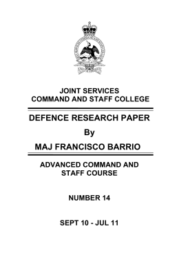 DEFENCE RESEARCH PAPER By MAJ FRANCISCO BARRIO