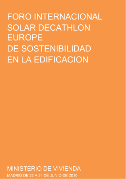 FORO INTERNACIONAL SOLAR DECATHLON EUROPE DE