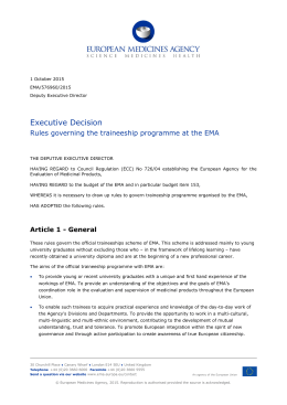 Rules governing the traineeship programme at the European