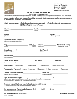 volunteer application form - Seniors in Service of Tampa Bay, Inc.
