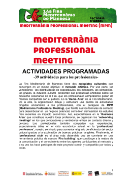 PROFESSIONAL MEETING - Fira Mediterrània de Manresa