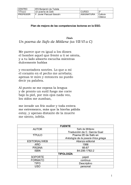 Un poema de Safo de Mitilene (ss VII-VI a C)