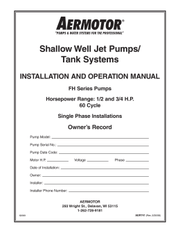 Shallow Well Jet Pumps/ Tank Systems