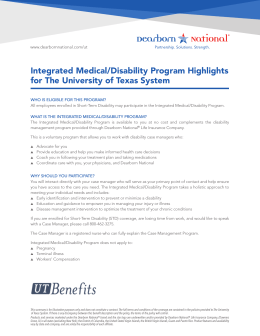 Integrated Medical/Disability Program Highlights for The University