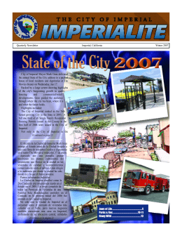 Quarterly Newsletter Imperial, California Winter 2007 City of Imperial