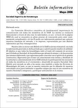 Boletín informativo - Sociedad Argentina de Hematología