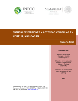 Estudio de emisiones y actividad vehicular en Morelia, Michoacán.