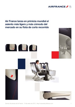 Air France lanza en primicia mundial el asiento más ligero y más