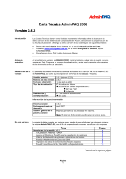 Carta Técnica AdminPAQ 2006 Versión 3.5.2