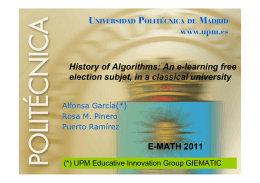 History of Algorithms: An e-learning free election subjet, in a