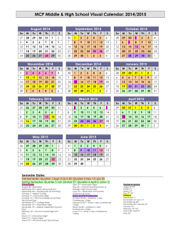 MCP Middle & High School Visual Calendar: 2014/2015