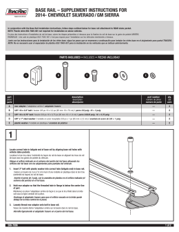 BASE RAIL – SUPPLEMENT INSTRUCTIONS FOR 2014