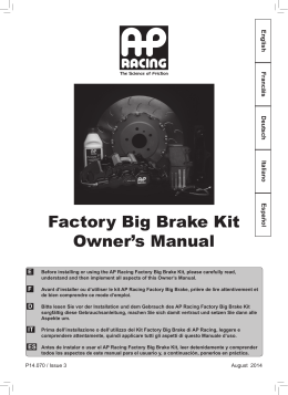 Factory Big Brake Kit Owner`s Manual