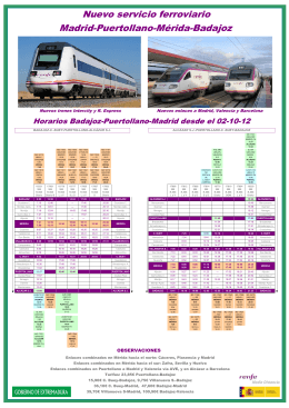 Promoción Horario trenes Badajoz