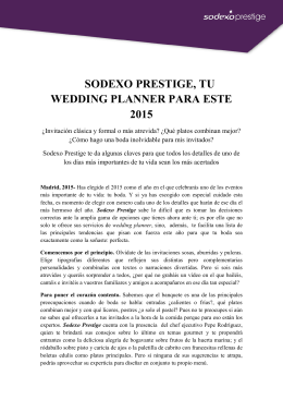 SODEXO PRESTIGE, TU WEDDING PLANNER PARA ESTE 2015