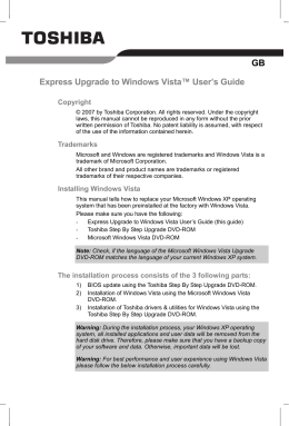 Express Upgrade to Windows Vista™ User`s Guide GB