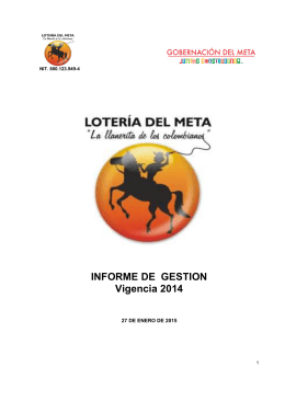 Informe de gestion Vigencia 2014 LOTERIA DEL