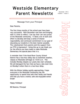 Westside Elementary Parent Newsletter