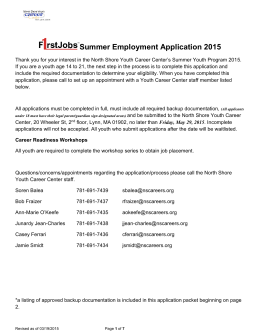 Summer Employment Application 2015