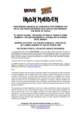 iron maiden anuncia su concierto por primera vez en el salvador en