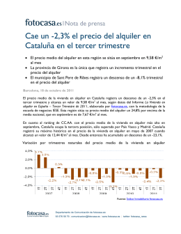 Cae un -2,3% el precio del alquiler en Cataluña en el