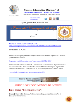Síntesis Informativa Diaria n.° 62 - Pontificia Universidad Católica