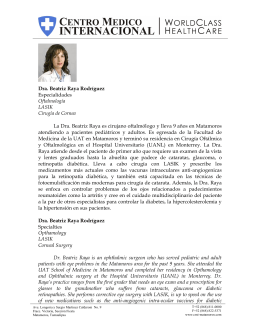 Dra. Beatriz Raya Rodríguez Especialidades Oftalmología LASIK