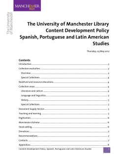 The University of Manchester Library Content Development Policy