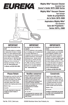 Mighty Mite® Vacuum Cleaner Owner`s Guide