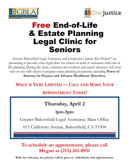 Free End-of-Life & Estate Planning Legal Clinic for Seniors