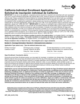 California Individual Enrollment Application / Solicitud de inscripción