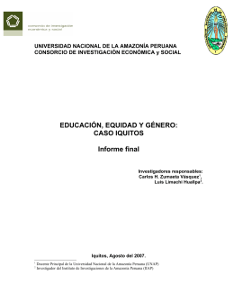 EDUCACIÓN, EQUIDAD Y GÉNERO: CASO IQUITOS Informe final