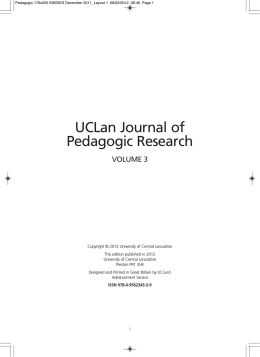 UCLan Journal of Pedagogic Research