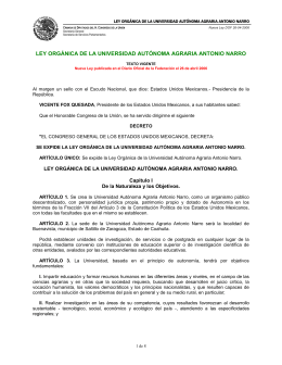 26. Ley Orgánica de la Universidad Autónoma Agraria Antonio Narro
