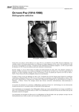Octavio Paz - Bibliographie - Bibliothèque nationale de France