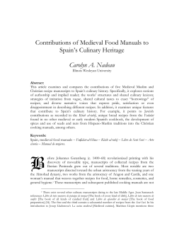 Contributions of Medieval Food Manuals to Spain`s Culinary Heritage