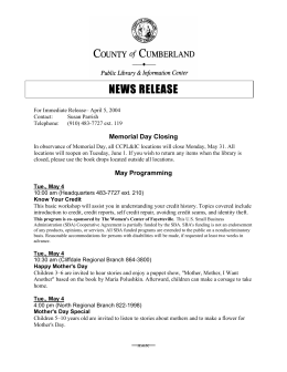 May 15 - Cumberland County