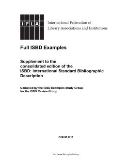 Full ISBD Examples: Supplement to the Consolidated Edition