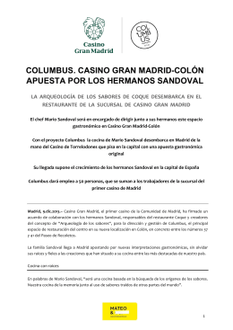Nota de Prensa “Los Hermanos Sandoval apuestan por COLUMBUS