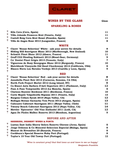 Wines by the Glass – Fall & Winter 2014