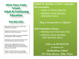 White Plains Public Schools Adult & Continuing Education