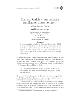 Evariste Galois y sus trabajos publicados antes de morir