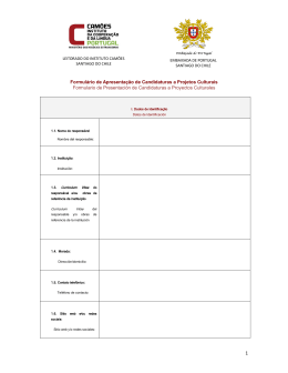 Formulário de Apresentação de Candidaturas a Projetos Culturais