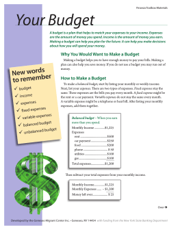 Your Budget - Geneseo Migrant Center